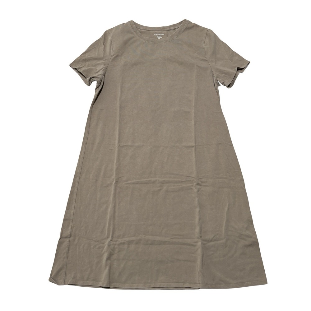 Eileen Fisher Tunic T Shirt Dress Women M Beige Organic Short Sleeve Minimalist